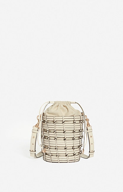 Petit Sac Seau En Cuir Tressé