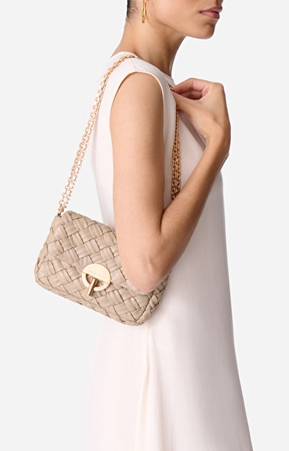 Petit Sac Moon En Cuir Tressé